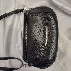 BRIGHTON Handbag Purse Crossbody Wallet  Black Long Strap Adjustable MIRROR!